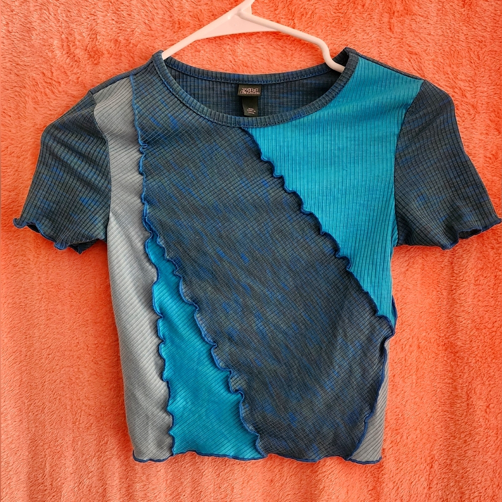 Wild Fable Blue Short Sleeve LettuceTop